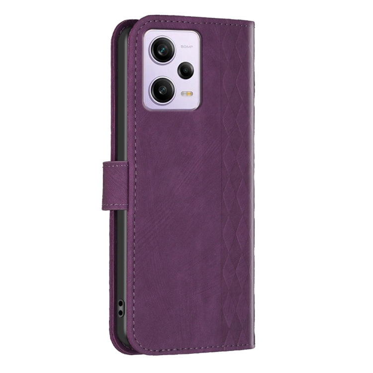 For Xiaomi Redmi Note 12 Pro Global Plaid Embossed Leather Phone Case(Purple) - free shipping - PMC TechLife - Order now!