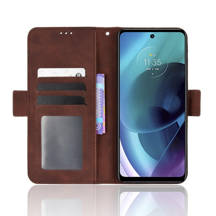 For Motorola Moto G52J 5G Skin Feel Calf Texture Card Slots Leather Phone Case(Brown) - Motorola Cases by PMC Jewellery | Online Shopping South Africa | PMC Jewellery | Buy Now Pay Later Mobicred