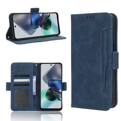 For Motorola Moto G53 / G13 Skin Feel Calf Texture Card Slots Leather Phone Case(Blue) - Motorola Cases by PMC Jewellery | Online Shopping South Africa | PMC Jewellery | Buy Now Pay Later Mobicred