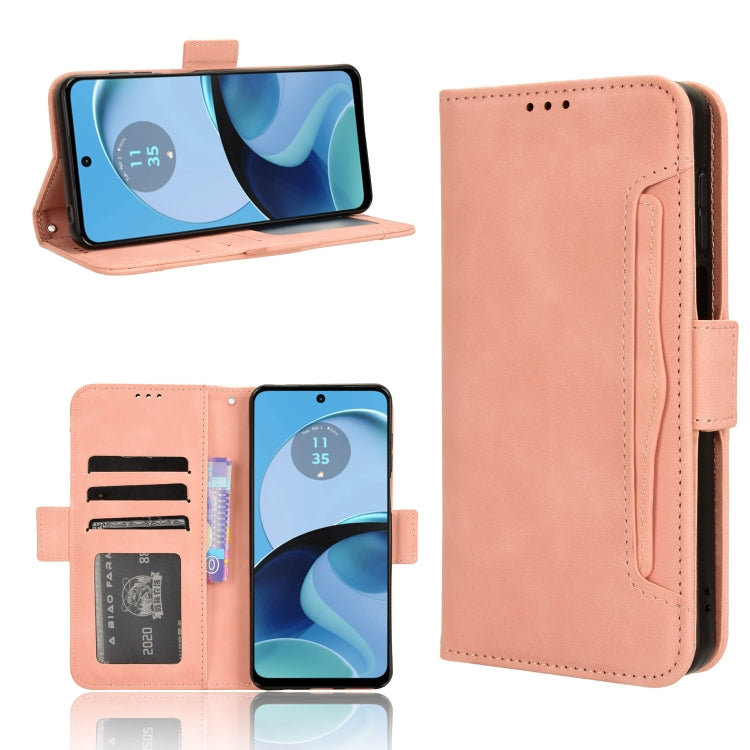 For Motorola Moto G14 4G Skin Feel Calf Texture Card Slots Leather Phone Case(Pink) - Motorola Cases by PMC Jewellery | Online Shopping South Africa | PMC Jewellery | Buy Now Pay Later Mobicred