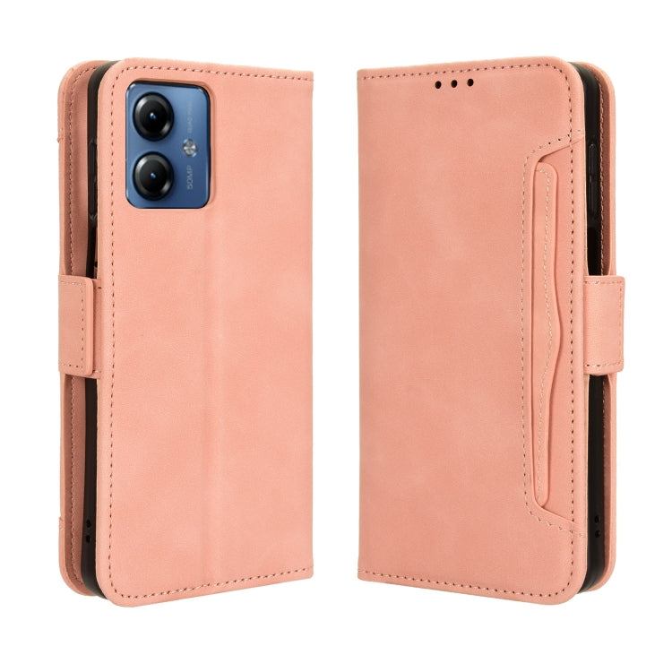 For Motorola Moto G14 4G Skin Feel Calf Texture Card Slots Leather Phone Case(Pink) - Motorola Cases by PMC Jewellery | Online Shopping South Africa | PMC Jewellery | Buy Now Pay Later Mobicred