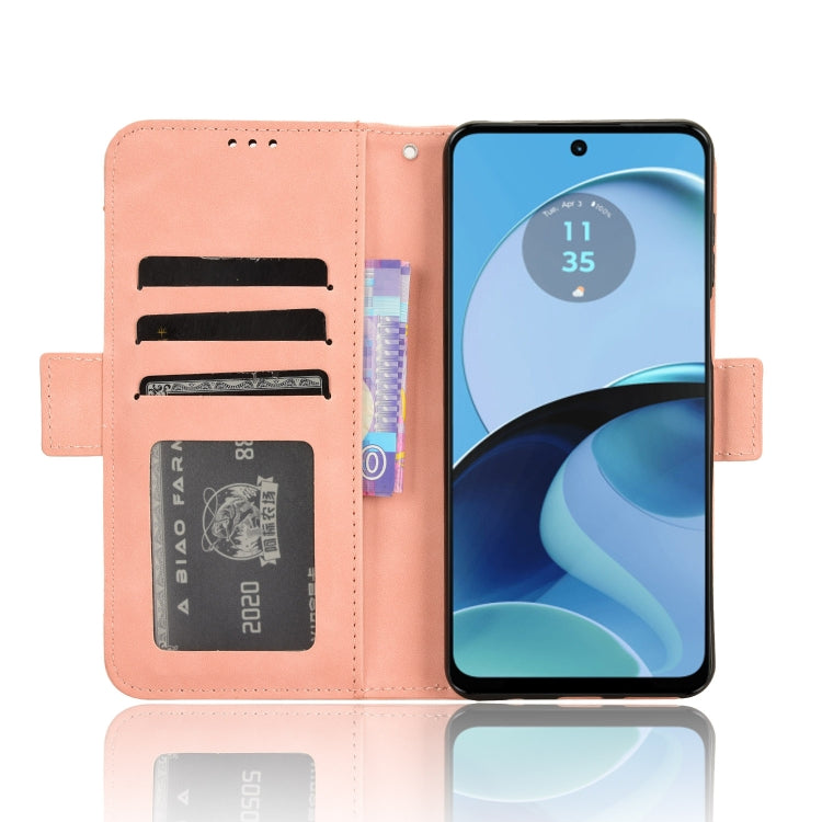 For Motorola Moto G14 4G Skin Feel Calf Texture Card Slots Leather Phone Case(Pink) - Motorola Cases by PMC Jewellery | Online Shopping South Africa | PMC Jewellery | Buy Now Pay Later Mobicred