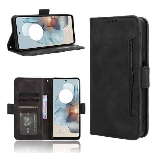 For Motorola Moto G34 5G Skin Feel Calf Texture Card Slots Leather Phone Case(Black) - Motorola Cases by PMC Jewellery | Online Shopping South Africa | PMC Jewellery | Buy Now Pay Later Mobicred