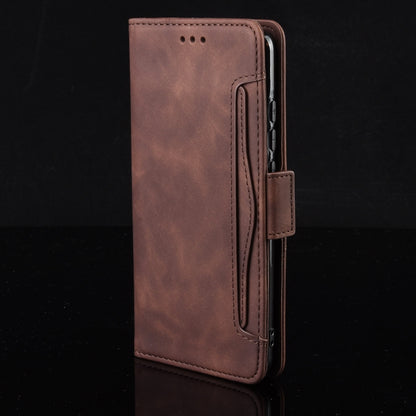 For Motorola Moto G34 5G Skin Feel Calf Texture Card Slots Leather Phone Case(Brown) - Motorola Cases by PMC Jewellery | Online Shopping South Africa | PMC Jewellery | Buy Now Pay Later Mobicred