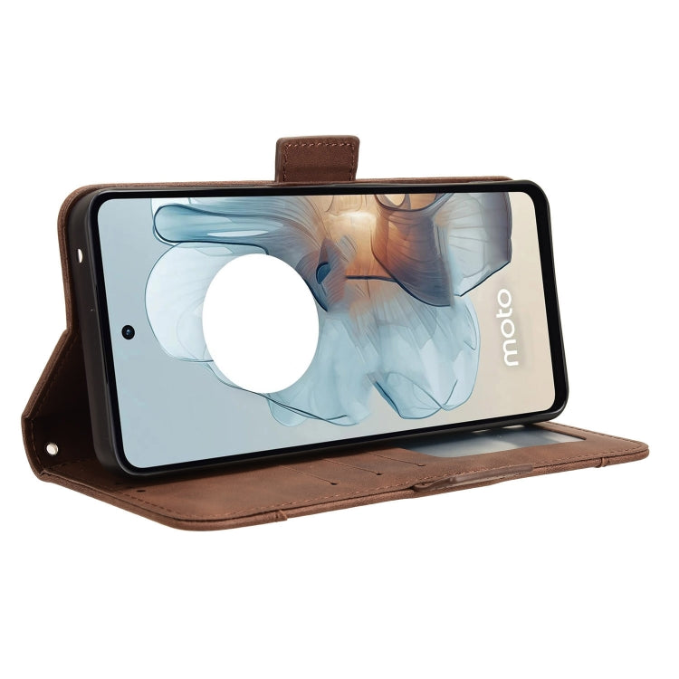 For Motorola Moto G34 5G Skin Feel Calf Texture Card Slots Leather Phone Case(Brown) - Motorola Cases by PMC Jewellery | Online Shopping South Africa | PMC Jewellery | Buy Now Pay Later Mobicred