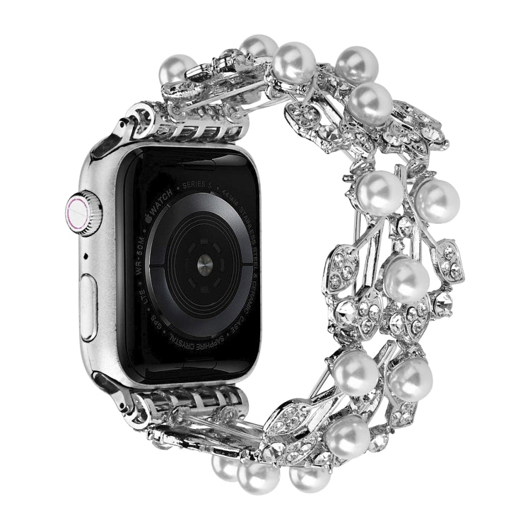 Four-leaf Bead Metal Watch Band For Apple Watch 9 45mm(Silver) - free shipping - PMC TechLife - Order now!