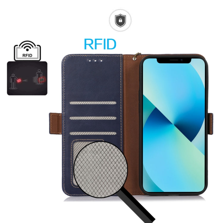 For OPPO Reno11 5G Global Crazy Horse Top Layer Cowhide Leather Phone Case(Blue) - Reno11 Cases by PMC Jewellery | Online Shopping South Africa | PMC Jewellery | Buy Now Pay Later Mobicred