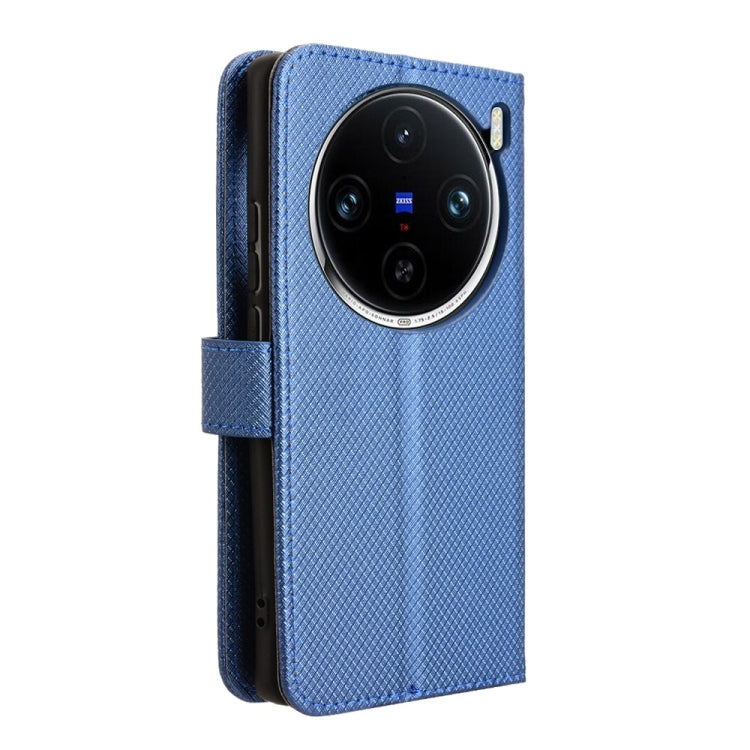 For vivo X100 Pro 5G Diamond Texture Leather Phone Case(Blue) - X100 Pro Cases by PMC Jewellery | Online Shopping South Africa | PMC Jewellery | Buy Now Pay Later Mobicred
