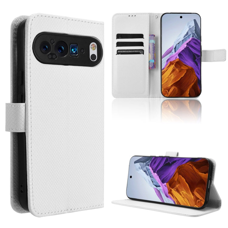 For Google Pixel 9 Pro Diamond Texture Leather Phone Case(White) - Google Cases by PMC Jewellery | Online Shopping South Africa | PMC Jewellery | Buy Now Pay Later Mobicred