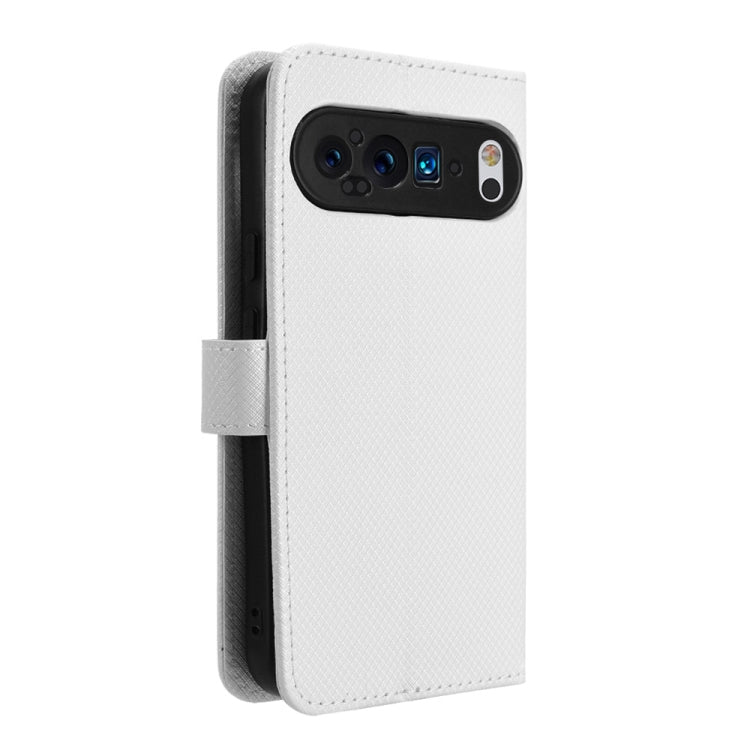 For Google Pixel 9 Diamond Texture Leather Phone Case(White) - Google Cases by PMC Jewellery | Online Shopping South Africa | PMC Jewellery | Buy Now Pay Later Mobicred