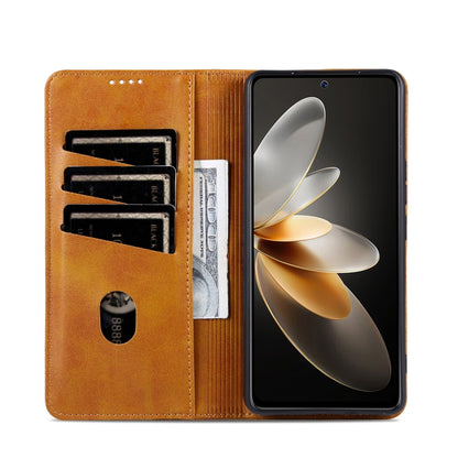 For Huawei Pura 70 Fine Hole AZNS Magnetic Calf Texture Flip Leather Phone Case(Light Brown) - Huawei Cases by AZNS | Online Shopping South Africa | PMC Jewellery | Buy Now Pay Later Mobicred