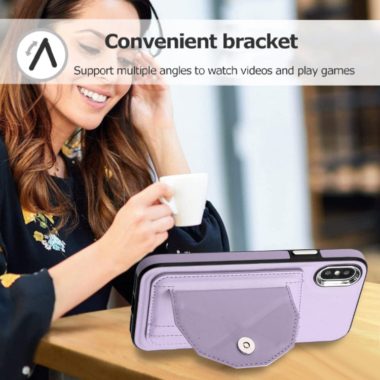 For iPhone X / XS Shockproof Leather Phone Case with Card Holder(Purple) - More iPhone Cases by PMC TechLife | Online Shopping South Africa | PMC TechLife