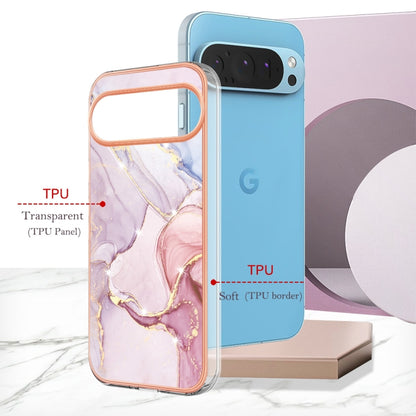 For Google Pixel 9 / 9 Pro Electroplating Marble Dual-side IMD Phone Case(Rose Gold 005) - Google Cases by PMC Jewellery | Online Shopping South Africa | PMC Jewellery | Buy Now Pay Later Mobicred