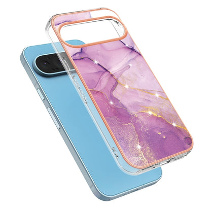 For Google Pixel 9 Pro XL Electroplating Marble Dual-side IMD Phone Case(Purple 001) - Google Cases by PMC Jewellery | Online Shopping South Africa | PMC Jewellery | Buy Now Pay Later Mobicred