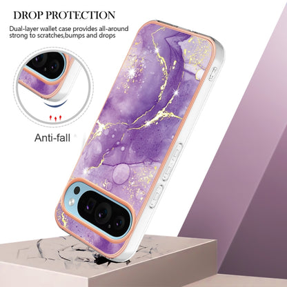 For Google Pixel 9 Pro XL Electroplating Marble Dual-side IMD Phone Case(Purple 002) - Google Cases by PMC Jewellery | Online Shopping South Africa | PMC Jewellery | Buy Now Pay Later Mobicred