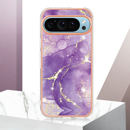 For Google Pixel 9 Pro XL Electroplating Marble Dual-side IMD Phone Case(Purple 002) - Google Cases by PMC Jewellery | Online Shopping South Africa | PMC Jewellery | Buy Now Pay Later Mobicred