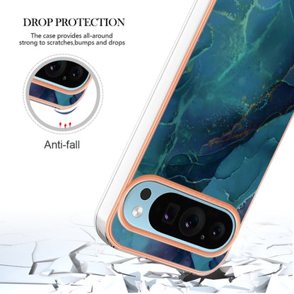 For Google Pixel 9 / 9 Pro Electroplating Marble Dual-side IMD Phone Case(Green 017) - Google Cases by PMC Jewellery | Online Shopping South Africa | PMC Jewellery | Buy Now Pay Later Mobicred