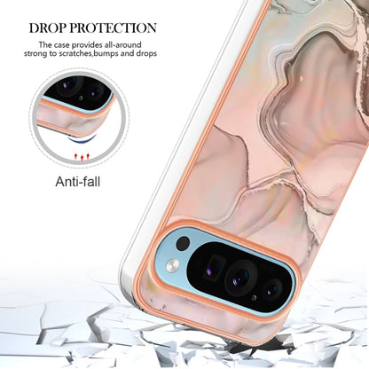 For Google Pixel 9 / 9 Pro Electroplating Marble Dual-side IMD Phone Case(Rose Gold 015) - Google Cases by PMC Jewellery | Online Shopping South Africa | PMC Jewellery | Buy Now Pay Later Mobicred