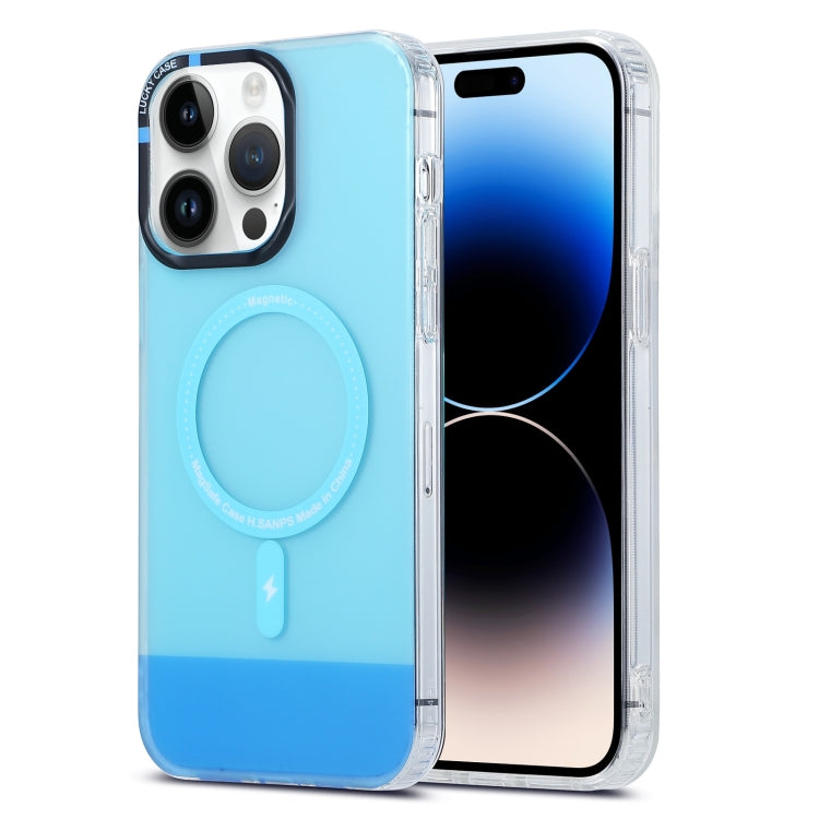 For iPhone 14 Pro PC + TPU IMD MagSafe Magnetic Phone Case(Blue) - iPhone 14 Pro Cases by PMC Jewellery | Online Shopping South Africa | PMC Jewellery