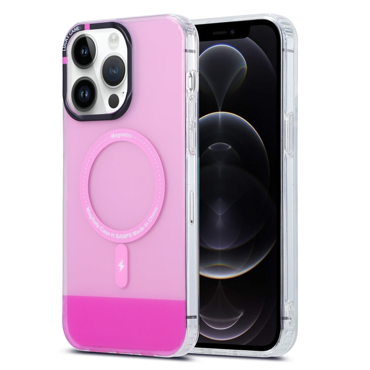 For iPhone 12 Pro PC + TPU IMD MagSafe Magnetic Phone Case(Pink) - iPhone 12 / 12 Pro Cases by PMC Jewellery | Online Shopping South Africa | PMC Jewellery