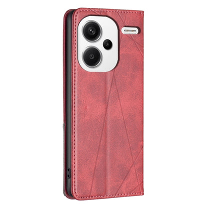 For Xiaomi Redmi Note 13 Pro+ 5G Rhombus Texture Magnetic Leather Phone Case(Red) - Xiaomi Cases by PMC Jewellery | Online Shopping South Africa | PMC Jewellery | Buy Now Pay Later Mobicred