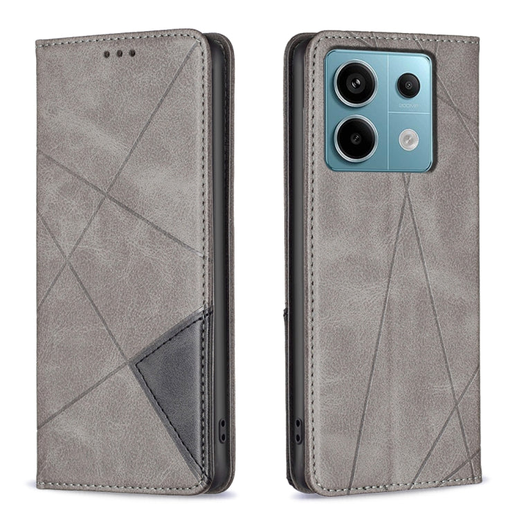 For Xiaomi Redmi Note 13 Pro 4G Global Rhombus Texture Magnetic Leather Phone Case(Grey) - Note 13 Pro Cases by PMC Jewellery | Online Shopping South Africa | PMC Jewellery | Buy Now Pay Later Mobicred