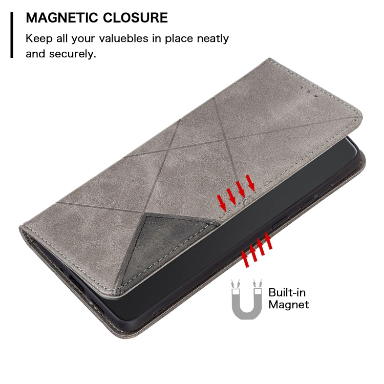 For Xiaomi Redmi Note 13 Pro 4G Global Rhombus Texture Magnetic Leather Phone Case(Grey) - Note 13 Pro Cases by PMC Jewellery | Online Shopping South Africa | PMC Jewellery | Buy Now Pay Later Mobicred