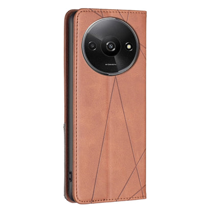 For Xiaomi Redmi A3 Rhombus Texture Magnetic Leather Phone Case(Brown) - Xiaomi Cases by PMC Jewellery | Online Shopping South Africa | PMC Jewellery | Buy Now Pay Later Mobicred