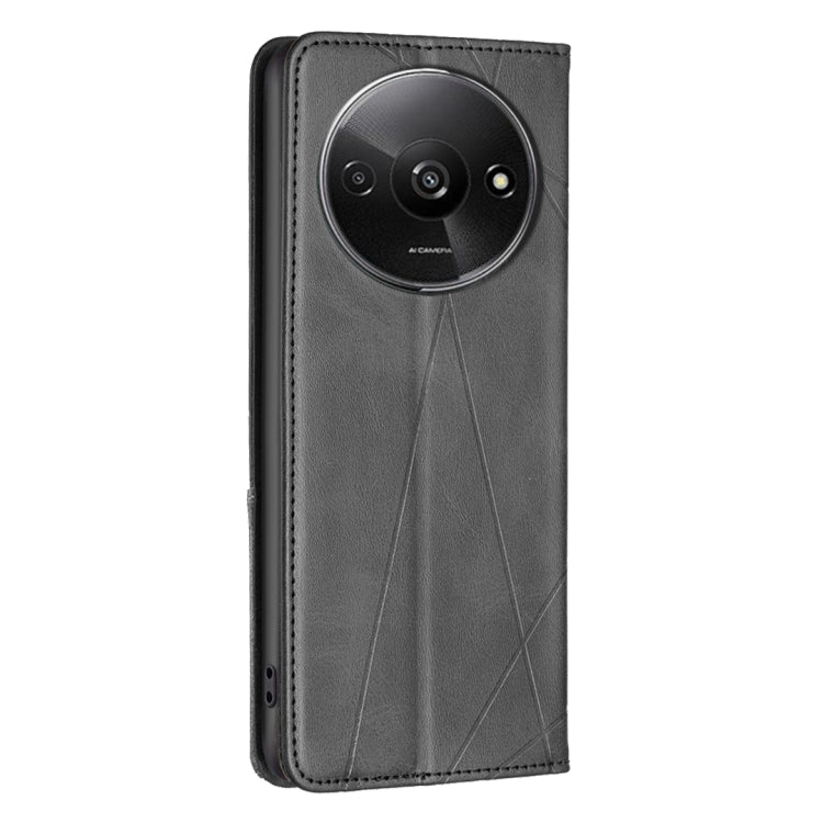 For Xiaomi Redmi A3 Rhombus Texture Magnetic Leather Phone Case(Black) - Xiaomi Cases by PMC TechLife | Online Shopping South Africa | PMC TechLife | Buy Now Pay Later Mobicred
