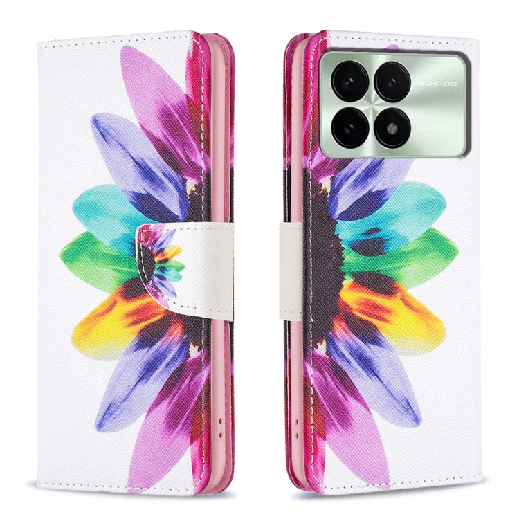 For Xiaomi Redmi K70 / K70 Pro Colored Drawing Pattern Leather Phone Case(Sun Flower) - K70 Pro Cases by PMC Jewellery | Online Shopping South Africa | PMC Jewellery | Buy Now Pay Later Mobicred