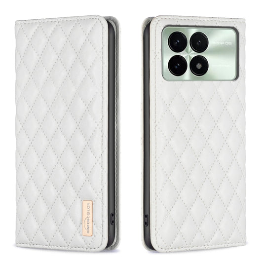 For Xiaomi Redmi K70 / K70 Pro Diamond Lattice Magnetic Leather Flip Phone Case(White) - K70 Pro Cases by PMC Jewellery | Online Shopping South Africa | PMC Jewellery | Buy Now Pay Later Mobicred