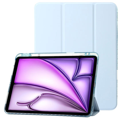 For iPad Air 13 2024 Clear Acrylic 3-Fold Leather Tablet Case(Ice Blue) - iPad Air 13 2024 Cases by PMC Jewellery | Online Shopping South Africa | PMC Jewellery | Buy Now Pay Later Mobicred