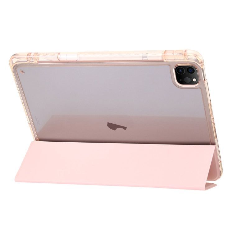 For iPad Air 11 2025 / 2024 Clear Acrylic 3-Fold Leather Tablet Case(Pink) - iPad Air 11 2025 / 2024 Cases by PMC TechLife | Online Shopping South Africa | PMC TechLife | Buy Now Pay Later Mobicred