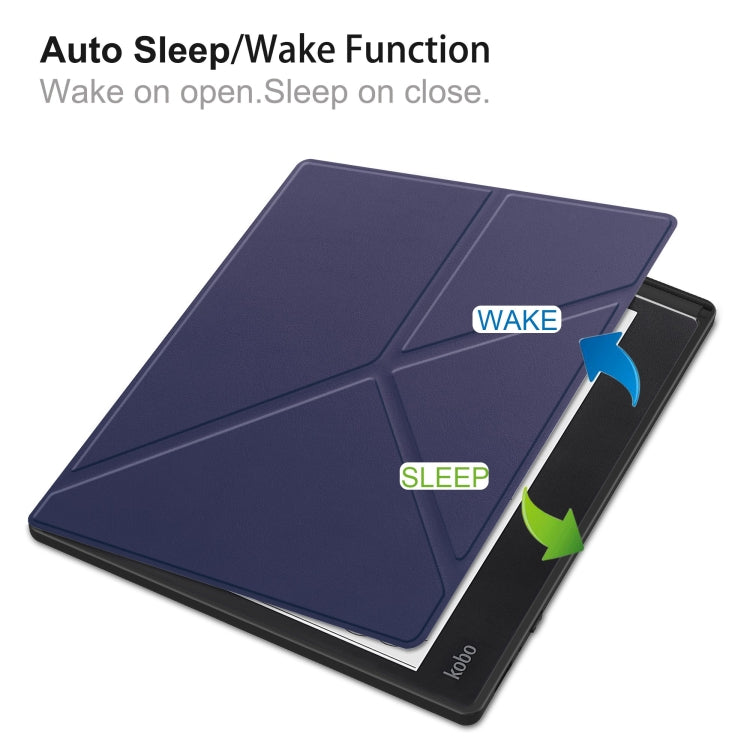 For Kobo Elipsa 2E Solid Color Deformation TPU Leather Smart Tablet Case(Dark Blue) - Others by PMC TechLife | Online Shopping South Africa | PMC TechLife | Buy Now Pay Later Mobicred