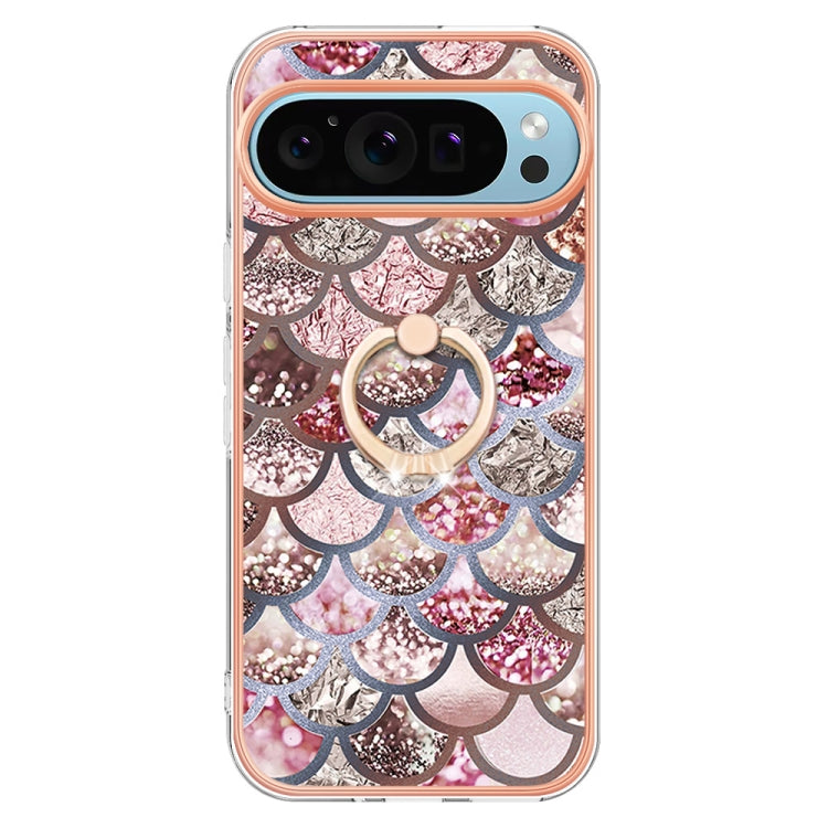 For Google Pixel 9 / 9 Pro Electroplating IMD TPU Phone Case with Ring(Pink Scales) - Google Cases by PMC Jewellery | Online Shopping South Africa | PMC Jewellery | Buy Now Pay Later Mobicred