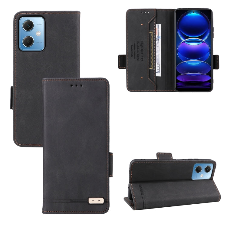 For Xiaomi Redmi Note 12 4G Magnetic Clasp Leather Phone Case(Black) - Xiaomi Cases by PMC TechLife | Online Shopping South Africa | PMC TechLife | Buy Now Pay Later Mobicred