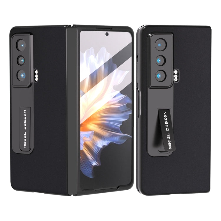 For Honor Magic Vs ABEEL Integrated Genuine Leather Silky Soft Phone Case with Holder(Black) - Honor Cases by PMC TechLife | Online Shopping South Africa | PMC TechLife | Buy Now Pay Later Mobicred