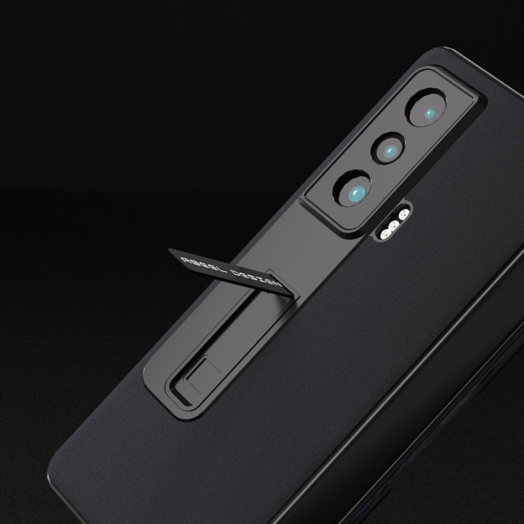 For Honor Magic Vs ABEEL Integrated Genuine Leather Silky Soft Phone Case with Holder(Black) - Honor Cases by PMC TechLife | Online Shopping South Africa | PMC TechLife | Buy Now Pay Later Mobicred