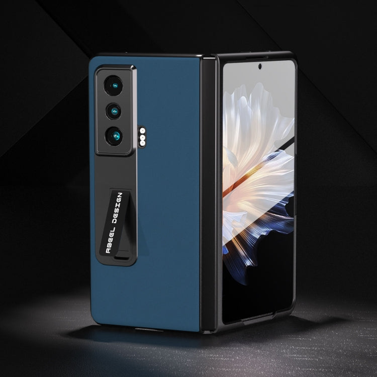 For Honor Magic Vs ABEEL Integrated Genuine Leather Silky Soft Phone Case with Holder(Blue) - Honor Cases by PMC TechLife | Online Shopping South Africa | PMC TechLife | Buy Now Pay Later Mobicred