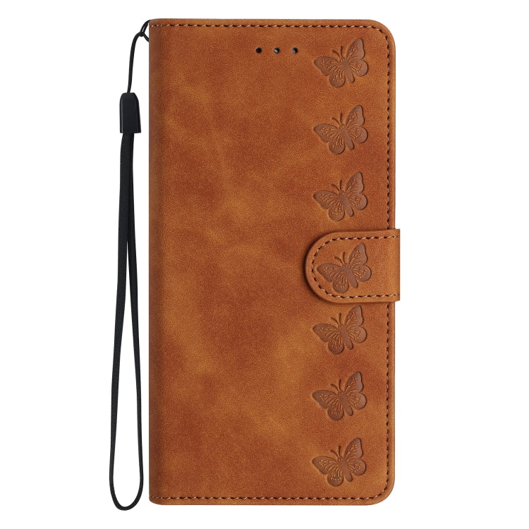 For iPhone 16 Pro Max Seven Butterflies Embossed Leather Phone Case(Brown) - iPhone 16 Pro Max Cases by PMC TechLife | Online Shopping South Africa | PMC TechLife | Buy Now Pay Later Mobicred