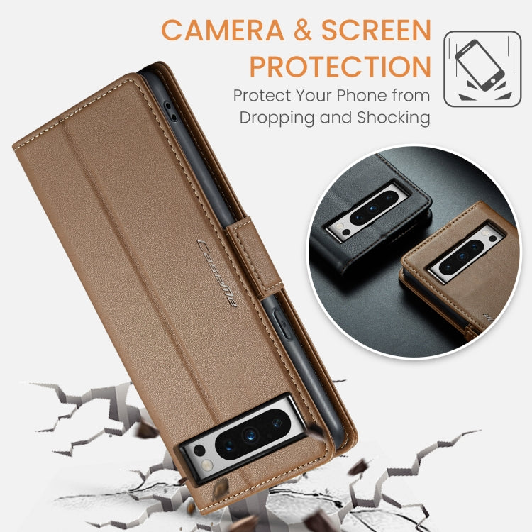 For Google Pixel 8 Pro CaseMe 023 Butterfly Buckle Litchi Texture RFID Anti-theft Leather Phone Case(Brown) - Google Cases by CaseMe | Online Shopping South Africa | PMC Jewellery | Buy Now Pay Later Mobicred