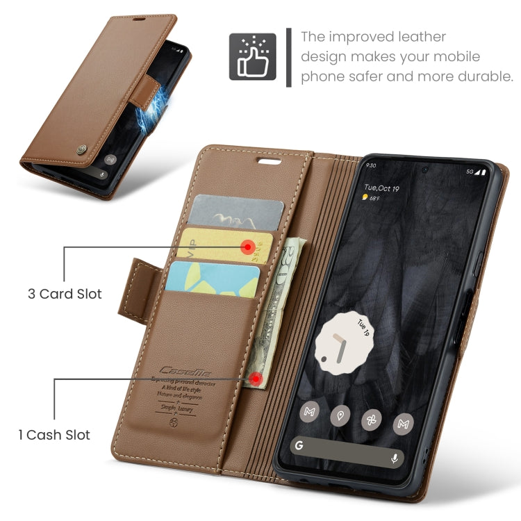 For Google Pixel 8 Pro CaseMe 023 Butterfly Buckle Litchi Texture RFID Anti-theft Leather Phone Case(Brown) - Google Cases by CaseMe | Online Shopping South Africa | PMC Jewellery | Buy Now Pay Later Mobicred