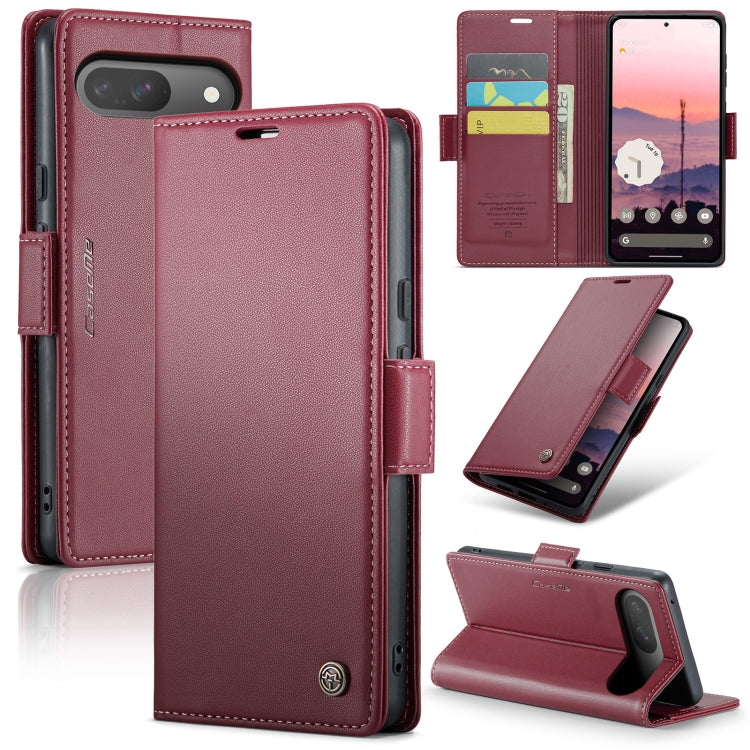 For Google Pixel 9 / 9 Pro CaseMe 023 Butterfly Buckle Litchi Texture RFID Anti-theft Leather Phone Case(Wine Red) - Google Cases by CaseMe | Online Shopping South Africa | PMC Jewellery | Buy Now Pay Later Mobicred