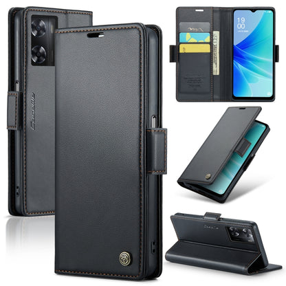 For OPPO A77 4G Global / A57e 4G CaseMe 023 Butterfly Buckle Litchi Texture RFID Anti-theft Leather Phone Case(Black) - OPPO Cases by CaseMe | Online Shopping South Africa | PMC Jewellery | Buy Now Pay Later Mobicred