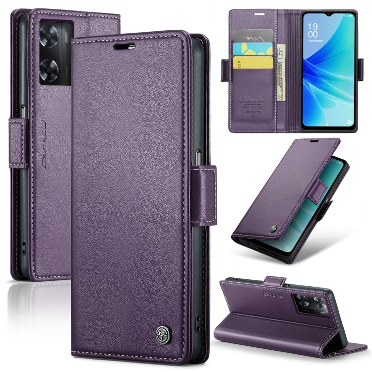 For OPPO A77s CaseMe 023 Butterfly Buckle Litchi Texture RFID Anti-theft Leather Phone Case(Pearly Purple) - OPPO Cases by CaseMe | Online Shopping South Africa | PMC Jewellery | Buy Now Pay Later Mobicred