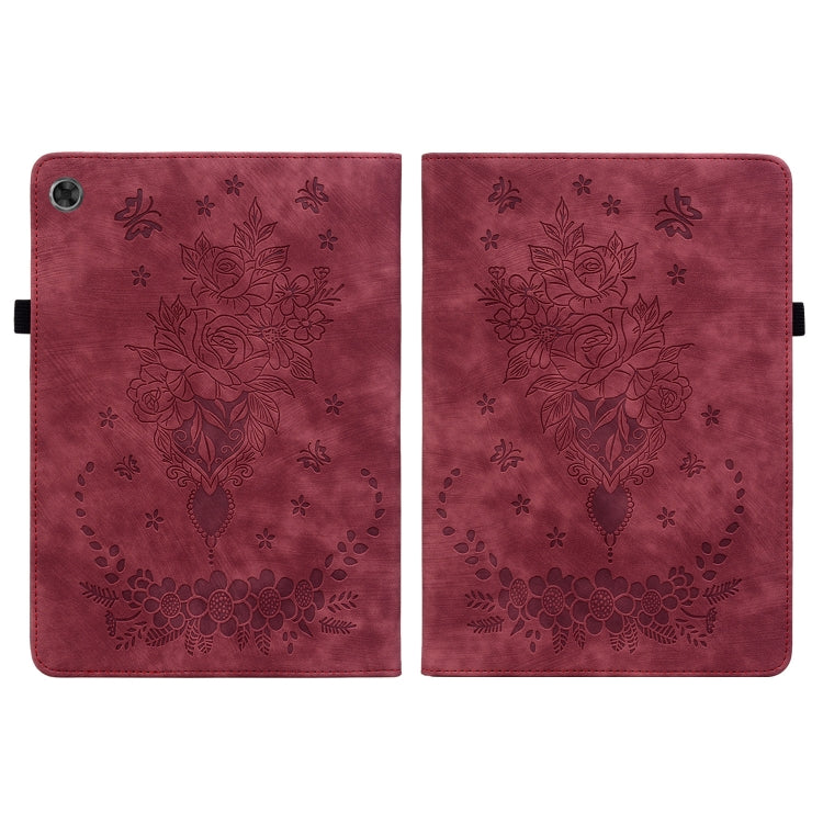 For Lenovo Tab M10 Plus 10.6 3rd Gen Butterfly Rose Embossed Leather Tablet Case(Red) - Lenovo by PMC TechLife | Online Shopping South Africa | PMC TechLife | Buy Now Pay Later Mobicred