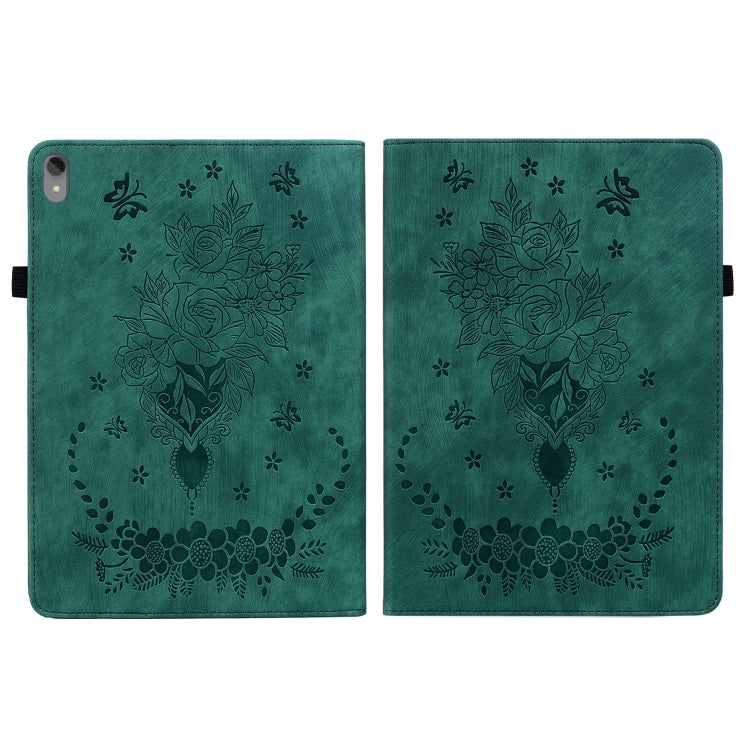 For Lenovo Tab P11 TB-J606F Butterfly Rose Embossed Leather Tablet Case(Green) - Lenovo by PMC TechLife | Online Shopping South Africa | PMC TechLife | Buy Now Pay Later Mobicred