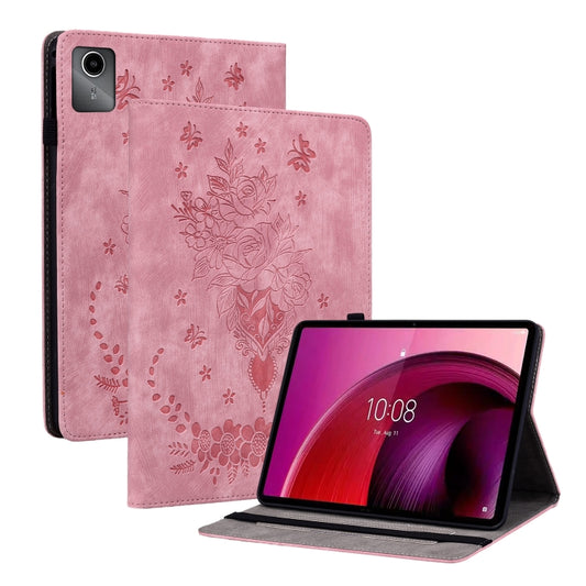 For Lenovo Tab M11/Xiaoxin Pad 11 2024 Butterfly Rose Embossed Leather Tablet Case(Pink) - Lenovo by PMC Jewellery | Online Shopping South Africa | PMC Jewellery | Buy Now Pay Later Mobicred