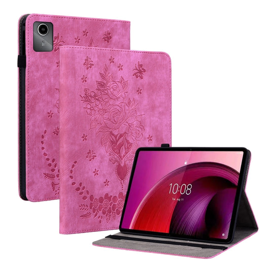 For Lenovo Tab M11/Xiaoxin Pad 11 2024 Butterfly Rose Embossed Leather Tablet Case(Rose Red) - Lenovo by PMC Jewellery | Online Shopping South Africa | PMC Jewellery | Buy Now Pay Later Mobicred