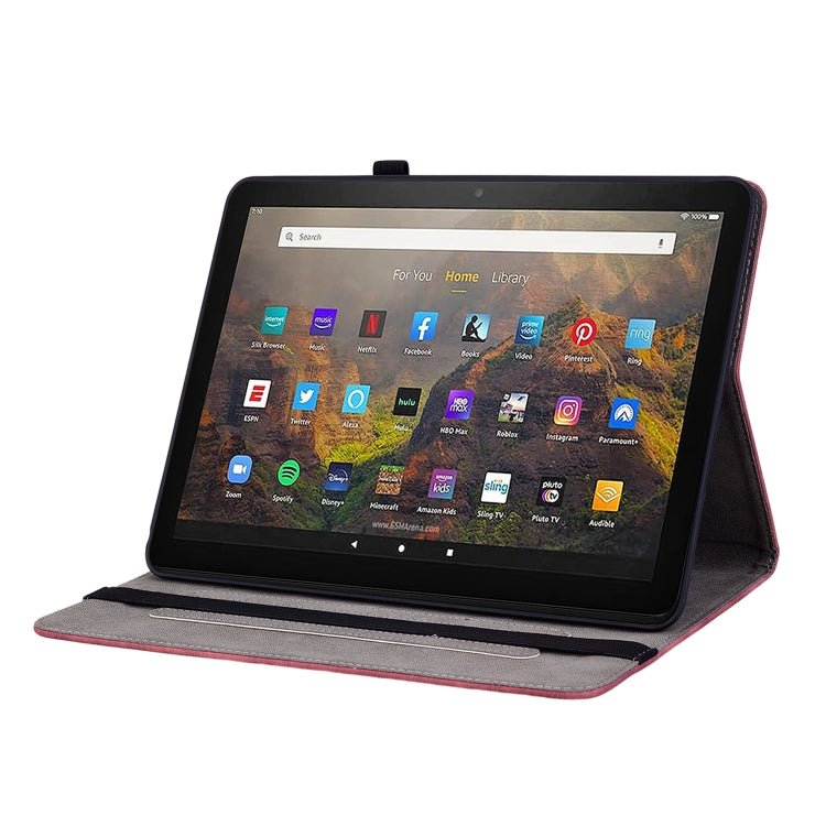 For Amazon Kindle Fire HD10 2021 Butterfly Rose Embossed Leather Smart Tablet Case(Red) - Amazon by PMC TechLife | Online Shopping South Africa | PMC TechLife | Buy Now Pay Later Mobicred